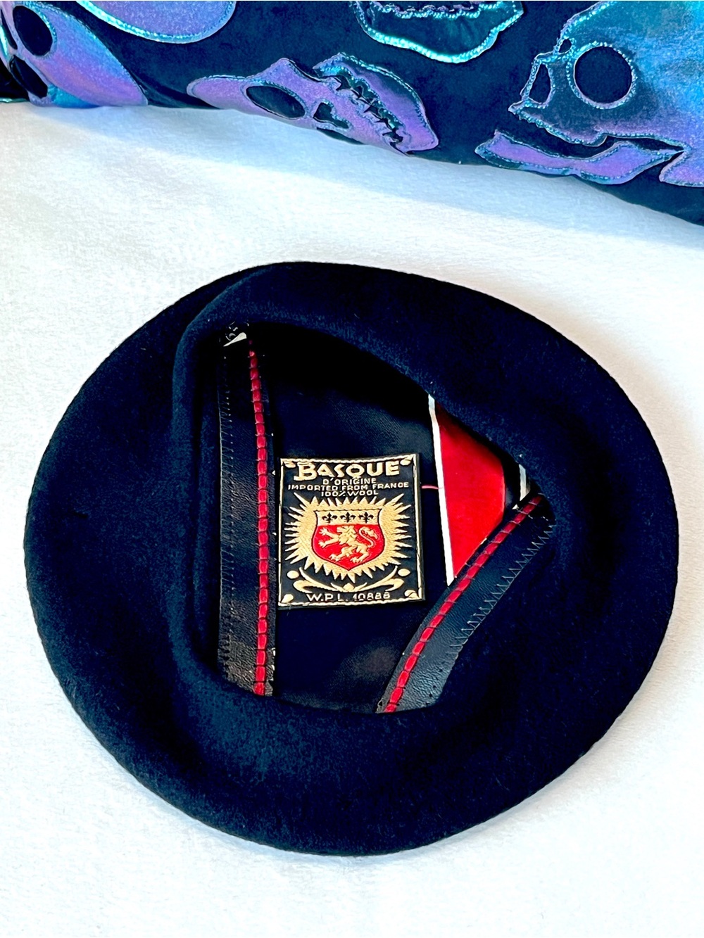 VTG Basque d'Origine Black 100% Wool Beret Hat Imported from France Sz 6 7/8